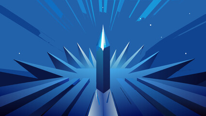 Wall Mural - Abstract Blue Rocket Launch with Dynamic Light Rays