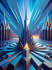 Wall Mural - Vibrant Abstract Cityscape with Dynamic Geometric Patterns