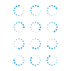 Poster - Set of blue preloaders symbol. Web progress round loader interface. Circle preloader. Load icon or upload sign.