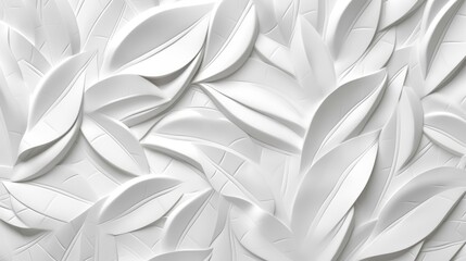 Poster - White geometric leaves 3d tiles texture Background banner panorama