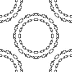 Poster - Black round chain seamless background. Iron Chain pattern. Chains links texture. Geometric backdrop.