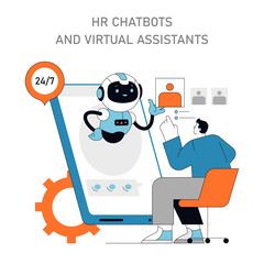 Poster - hr chatbots and virtual assistants concept vector illustration