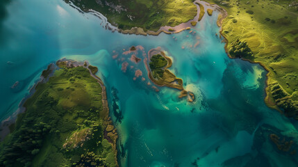 Wall Mural - aerial view over a rocky coast