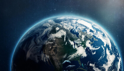 Wall Mural - View on planet Earth, globe from space. Scientific astronomy. Galaxy concept.