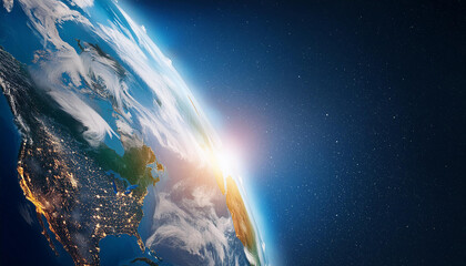 Wall Mural - View on planet Earth, globe from space. Scientific astronomy. Galaxy concept.