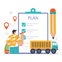 Poster - Strategic logistics planning concept. Flat vector illustration