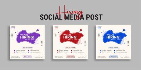 Wall Mural - We are hiring job vacancy social media post or square web banner template vector design	