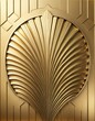 © video rost - An elegant Art Deco panel featuring a symmetrical fan design in gold tones. This luxurious and intricate detail reflects the opulence of the Art Deco era, suitable for high-end decor or design