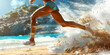 © Lila Patel - A determined runner races along a scenic beach, sand flying behind them