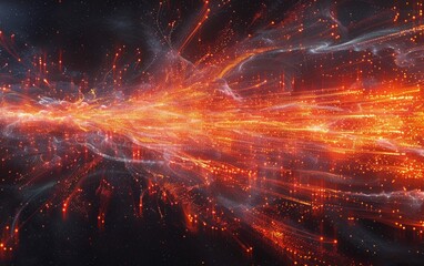 Wall Mural - a long, glowing orange line of fire in space