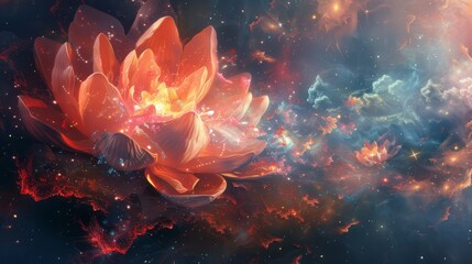 Wall Mural - Abstract lotus flower with a cosmic background