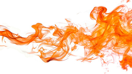 Wall Mural - Orange smoke isolated on white background, Fire pattern on white background,Abstract silky ink splash cloud, white frame for copy space