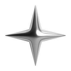 Wall Mural - 3d y2k abstract chrome star shape with shiny metallic silver surface. isolated vector element spark 
