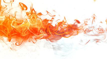 Sticker - Orange smoke isolated on white background, Fire pattern on white background,Abstract silky ink splash cloud, white frame for copy space
