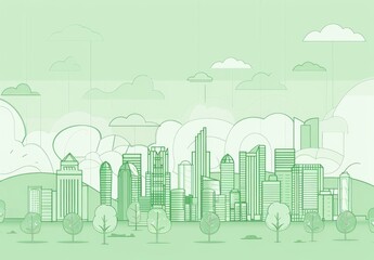 Minimalist Vector Illustration of a Smart City Skyline, Urban Landscape on a Light Background, Ideal for Corporate and Business graphic, banner design, brochure, pattern design, web, background templa