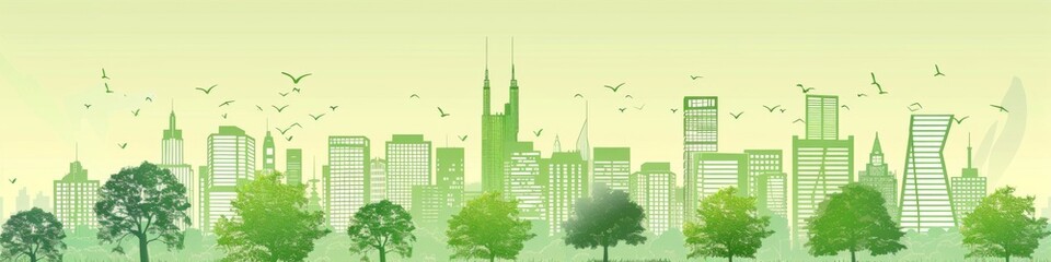 Minimalist Vector Illustration of a Smart City Skyline, Urban Landscape on a Light Background, Ideal for Corporate and Business graphic, banner design, brochure, pattern design, web, background templa