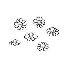 Wall Mural - Set of chamomile. Hand drawn vector illustration in outline style.