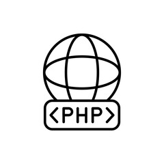 Poster - PHP Programing outline icons, minimalist vector illustration ,simple transparent graphic element .Isolated on white background