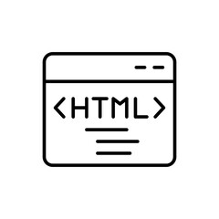 Poster - HTML coding outline icons, minimalist vector illustration ,simple transparent graphic element .Isolated on white background