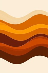 Poster - A minimalist design featuring a series of wavy lines in shades of orange, brown, and white.
