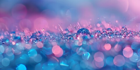 Wall Mural - The background is a combination of blue, pink and purple colours with water droplets scattered throughout.