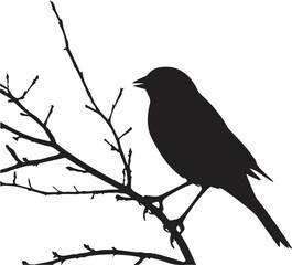 Sticker - bird on a branch silhouette