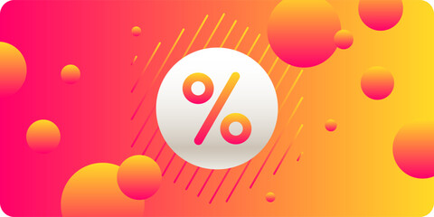 Colorful gradient background with percentage symbol and abstract circles, visually appealing and trendy