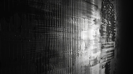 Poster - Abstract black and white pattern with complex lines and textures, creating a modern and futuristic background design.