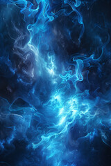 Poster - abstract background featuring vibrant blue smoke swirling and twisting against a dark backdrop, crea