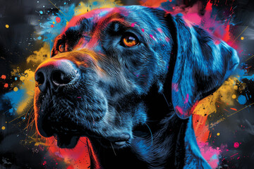 Canvas Print - labrador dog in neon colors in a pop art style