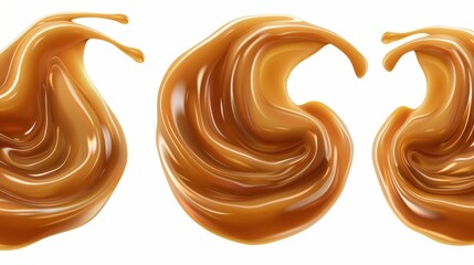 Wall Mural - On a transparent background, caramel swirls are isolated.