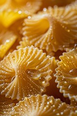 Wall Mural - uncooked pasta shells covered in water droplets
