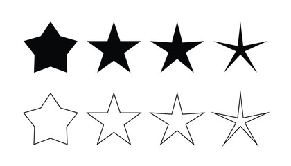 Poster - Set of different types of stars icon. star rating sign and symbol collection. black and white color
