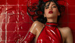 © Riverland Studio - surreal portrait of a woman in a red latex dress