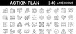 © SMUX - Action plan set of web icons in line style. Strategy action planning icons for web and mobile app. Containing strategy, analysis, planning, strategy, analysis, tasks, goal, implementation and more