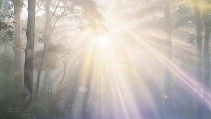 Wall Mural - sun rays in the forest