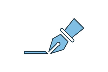 Poster - Pen icon. icon related to edit tool. suitable for web site, app, user interfaces, printable etc. flat line icon style. simple vector design editable