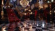© Xabi - a Bollywood style kitschy dance floor for a music video cinematic dynamic colourful moody posh sensual massive multi storied staircase black and gold