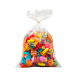 © ItziesDesign - A clear bag filled with colorful assorted candies, offering a delightful variety of sweet treats perfect for any occasion or celebration, transparent background, PNG