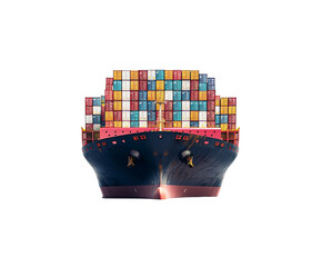 Cargo ship with colorful containers isolated