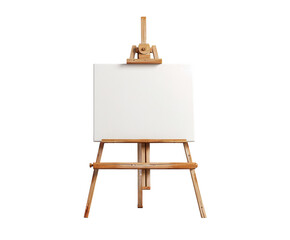Wall Mural - easel with blank canvas isolated on white