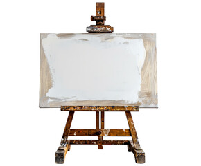 Wall Mural - easel with blank canvas isolated on white