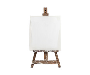 Wall Mural - easel with blank canvas isolated on white