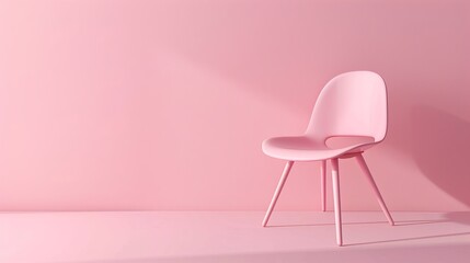 Poster - With pink pastel background and copy space, modern chair with minimal concept. 3D render.