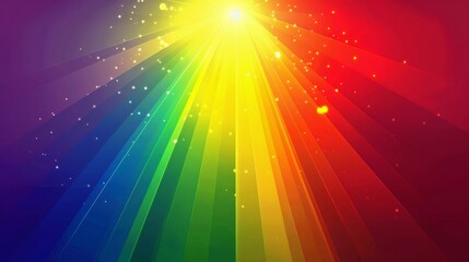 Wall Mural - radiant rainbow beams extending from a central point on a dark starry background representing hope a