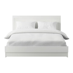 Bed and pillow with a simple white fabric isolated white background.. AI Generative