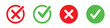© Rajob - check mark icon button set. check box icon with right and wrong buttons and yes or no checkmark icons in green tick box and red cross