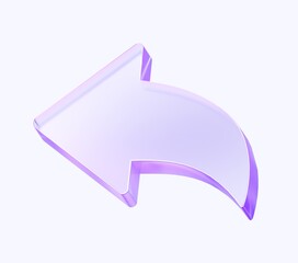 Poster - glass arrow icon shape with colorful gradient. 3d rendering illustration for graphic design, presentation or background