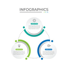 Poster - Vector infographic business presentation template with circular interconnection with 3 options.