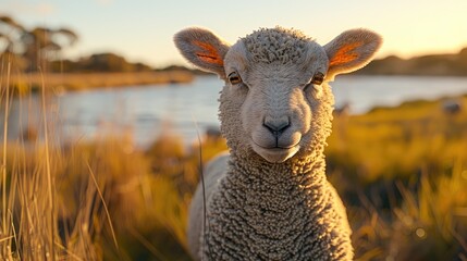 Canvas Print - happy cute baby sheep on adha eid mubarak  